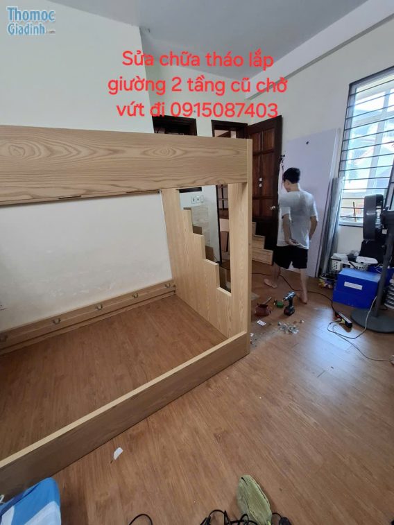 Tháo dỡ cắt giường 2 tầng thành giường 1 tầng