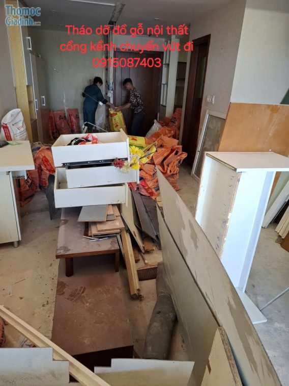 Tháo dỡ đồ gỗ nội thất giường tủ cũ chở bỏ vứt đi